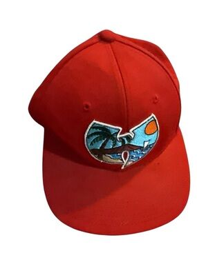 Source Unknown Red Baseball Cap with Scenic Patch